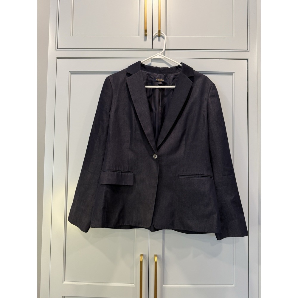 Brooks Brothers Navy Classic Cotton Blazer Sz 14 Heritage Classy Career‎ Boss